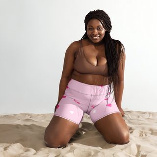 Gorgeous Baddie Hearts Yoga Shorts Front