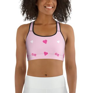 Gorgeous Baddie Hearts Sports Bra Front