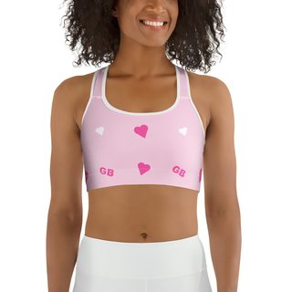 Gorgeous Baddie Hearts Sports Bra Front
