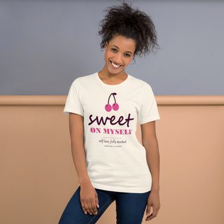 Gorgeous Baddie Sweet On Myself Love Notes Tee White Front