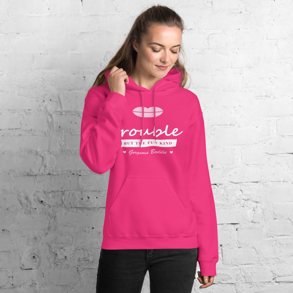 Gorgeous Baddie Trouble, But The Fun Kind Love Notes Hoodie Front
