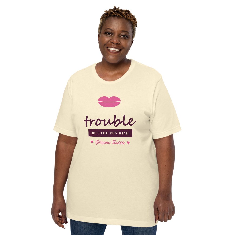 Gorgeous Baddie Trouble, But The Fun Kind Love Notes Tee White Front
