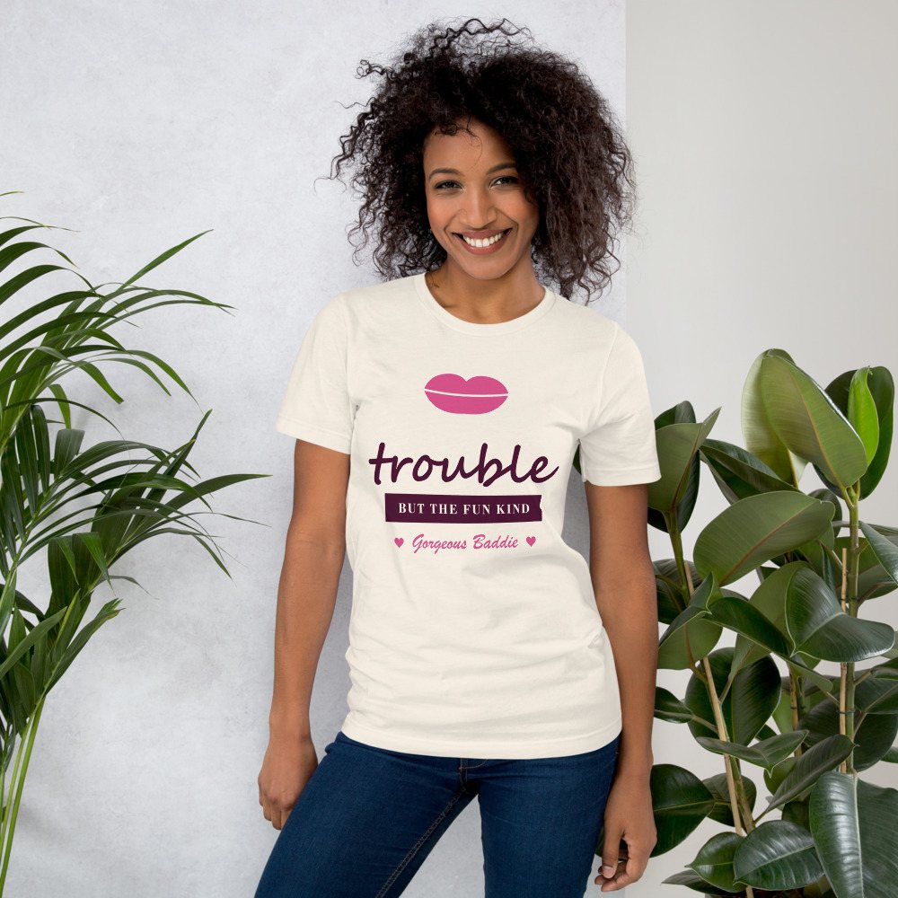 Gorgeous Baddie Trouble, But The Fun Kind Love Notes Tee White Front