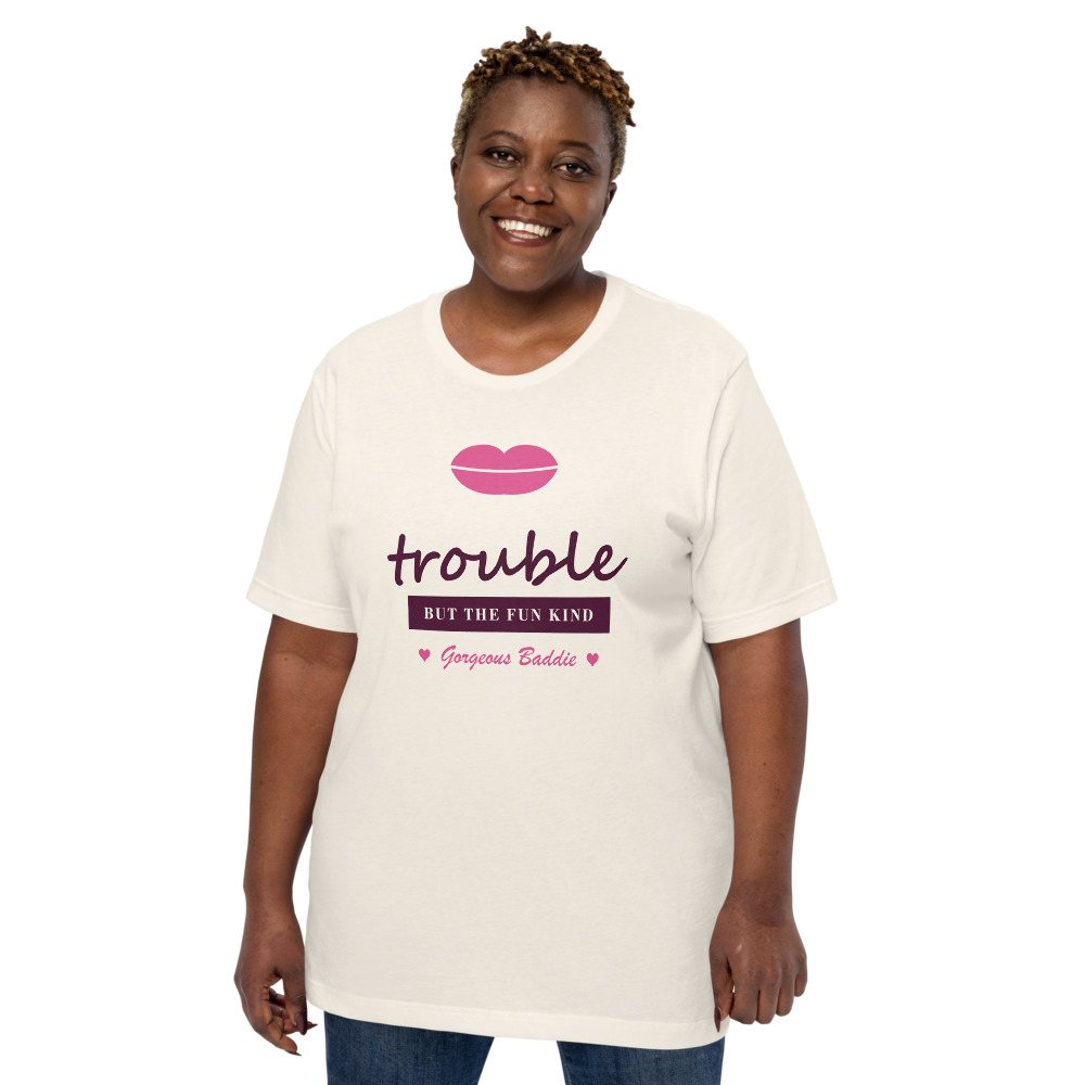 Gorgeous Baddie Trouble, But The Fun Kind Love Notes Tee White Front