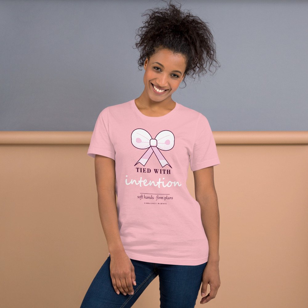 Gorgeous Baddie Tied With Intention Boutique Tee Front