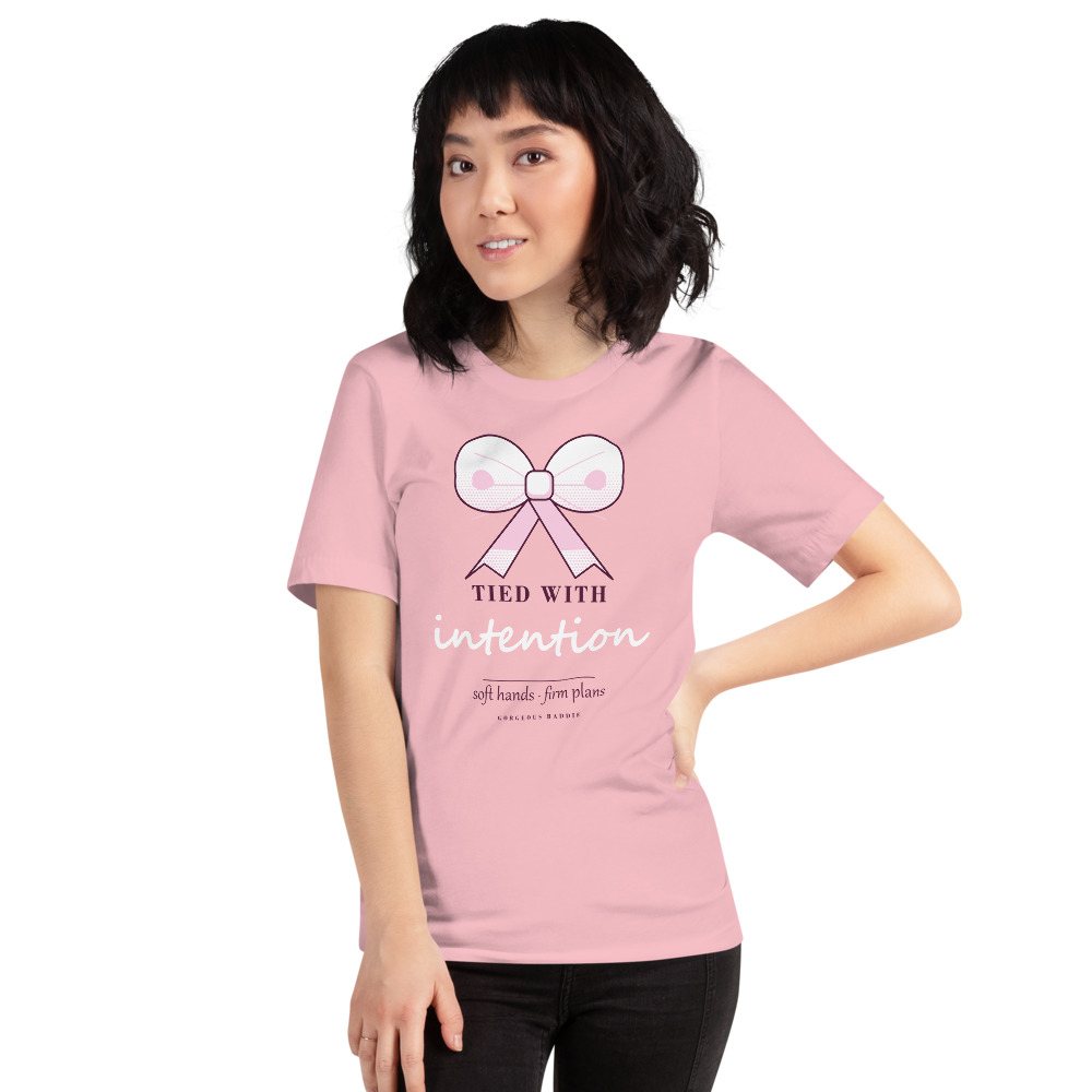 Gorgeous Baddie Tied With Intention Boutique Tee Front