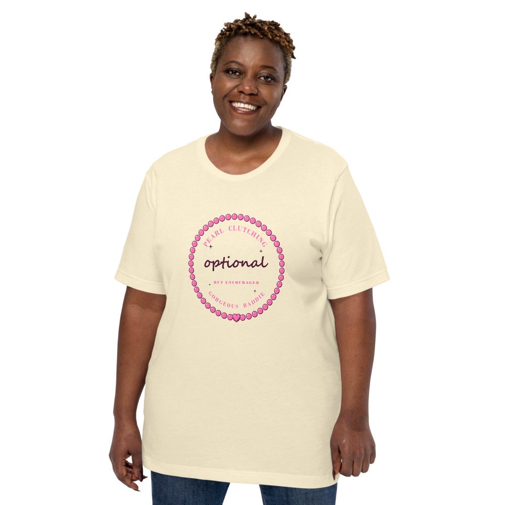 Gorgeous Baddie Pearl Clutching Optional Boutique Tee White Front