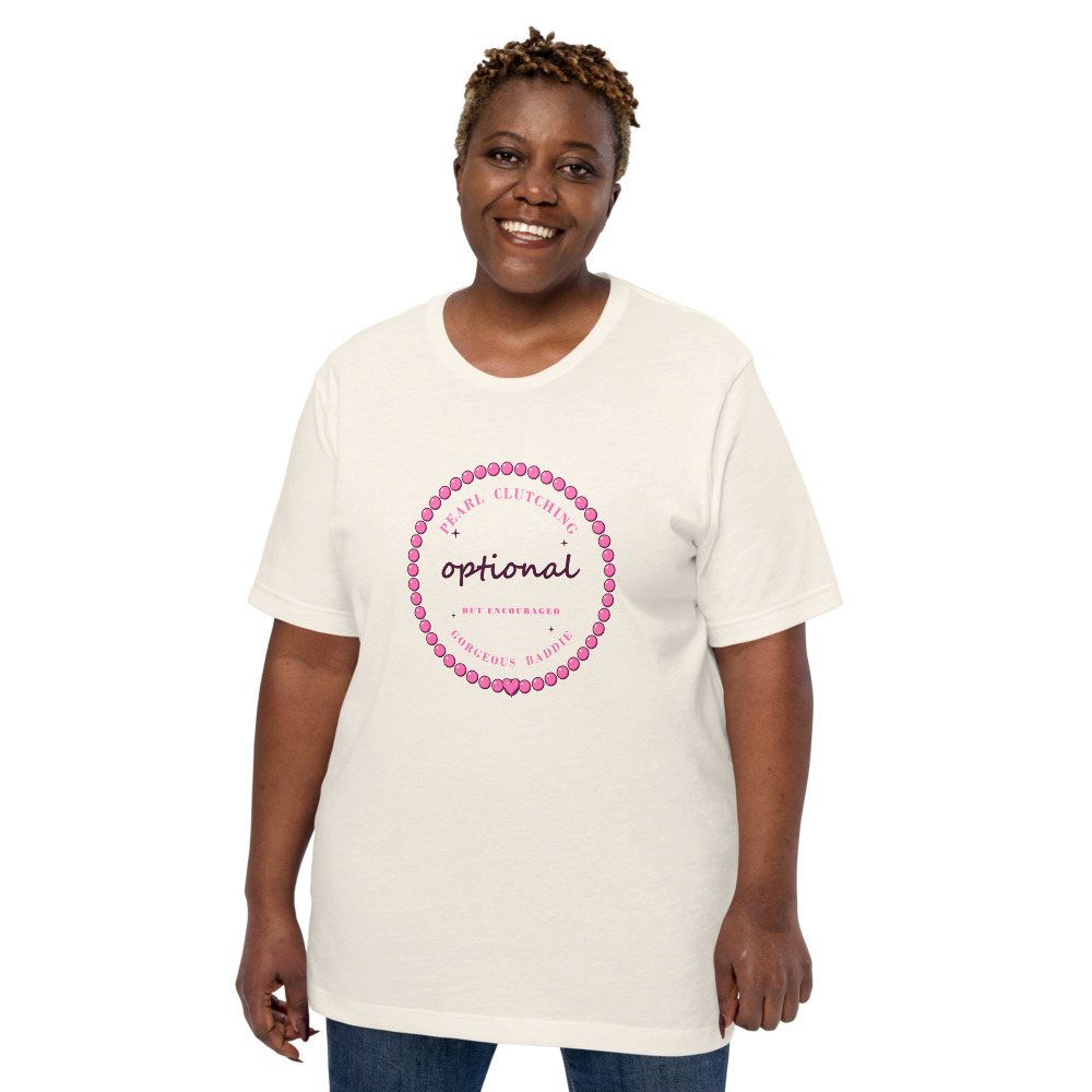 Gorgeous Baddie Pearl Clutching Optional Boutique Tee White Front