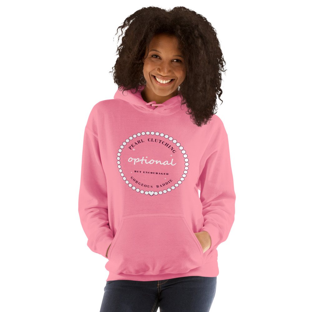 Gorgeous Baddie Pearl Clutching Optional Boutique Hoodie Front