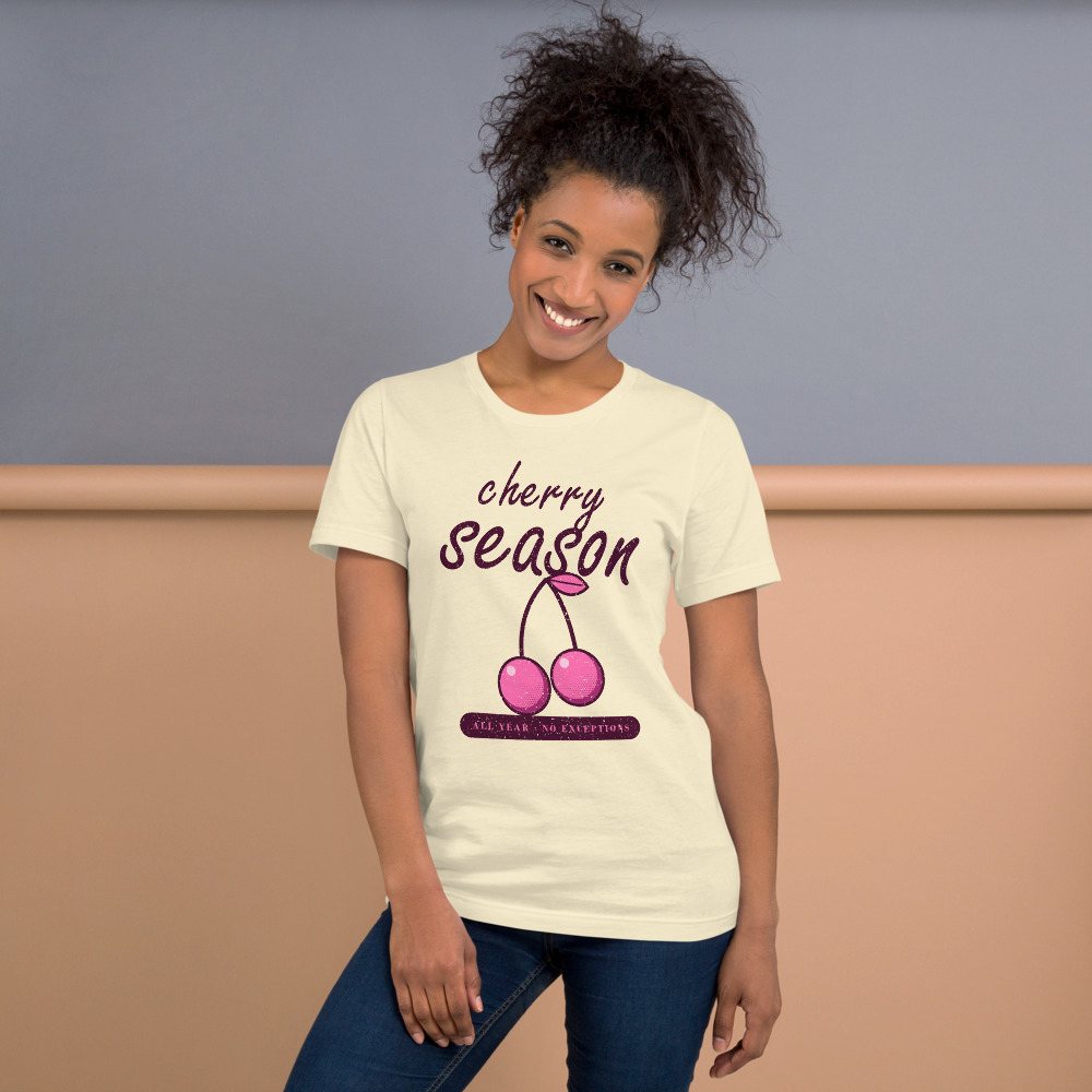 Gorgeous Baddie Cherry Season All Year Boutique Tee White Front