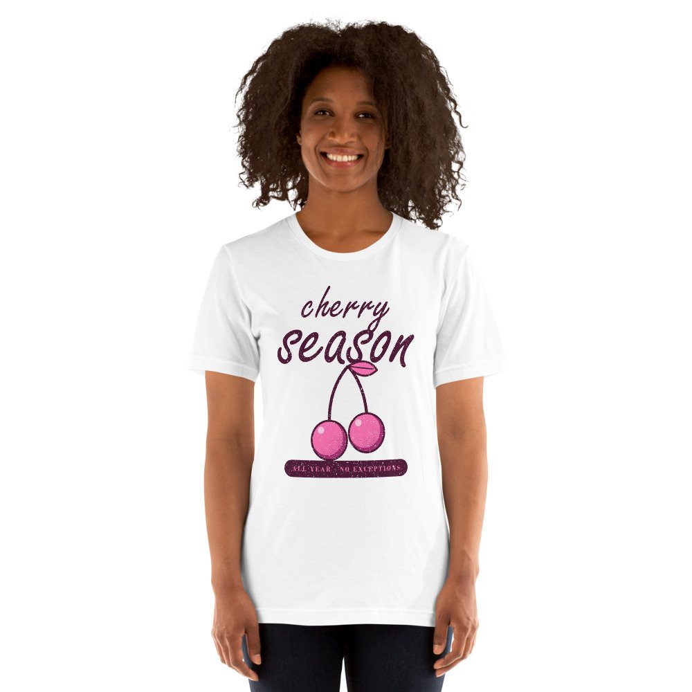 Gorgeous Baddie Cherry Season All Year Boutique Tee White Front