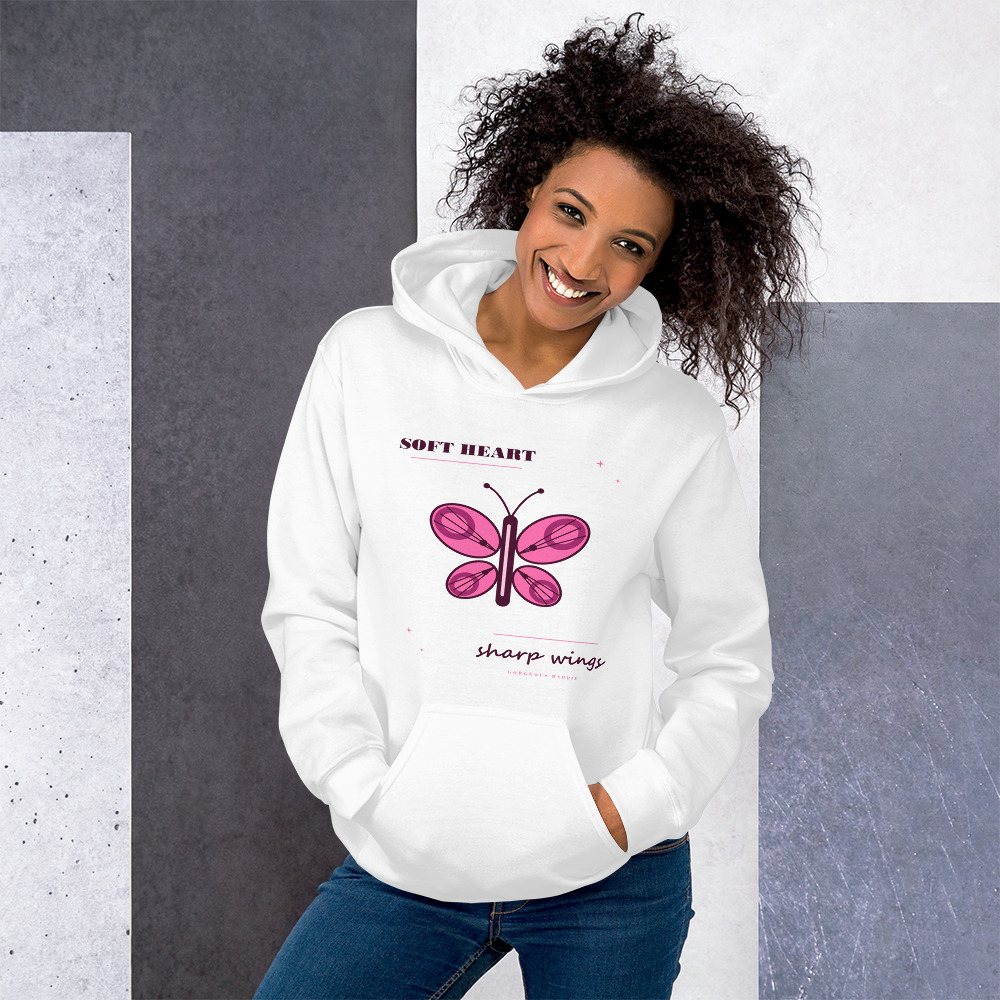 Gorgeous Baddie Soft Heart Sharp Wings Boutique Hoodie White