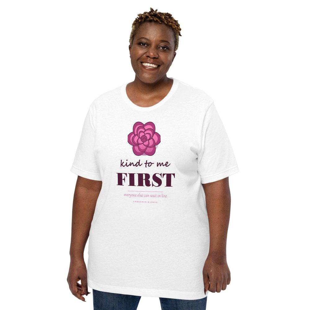 Gorgeous Baddie Kind To Me First Boutique Tee White Front