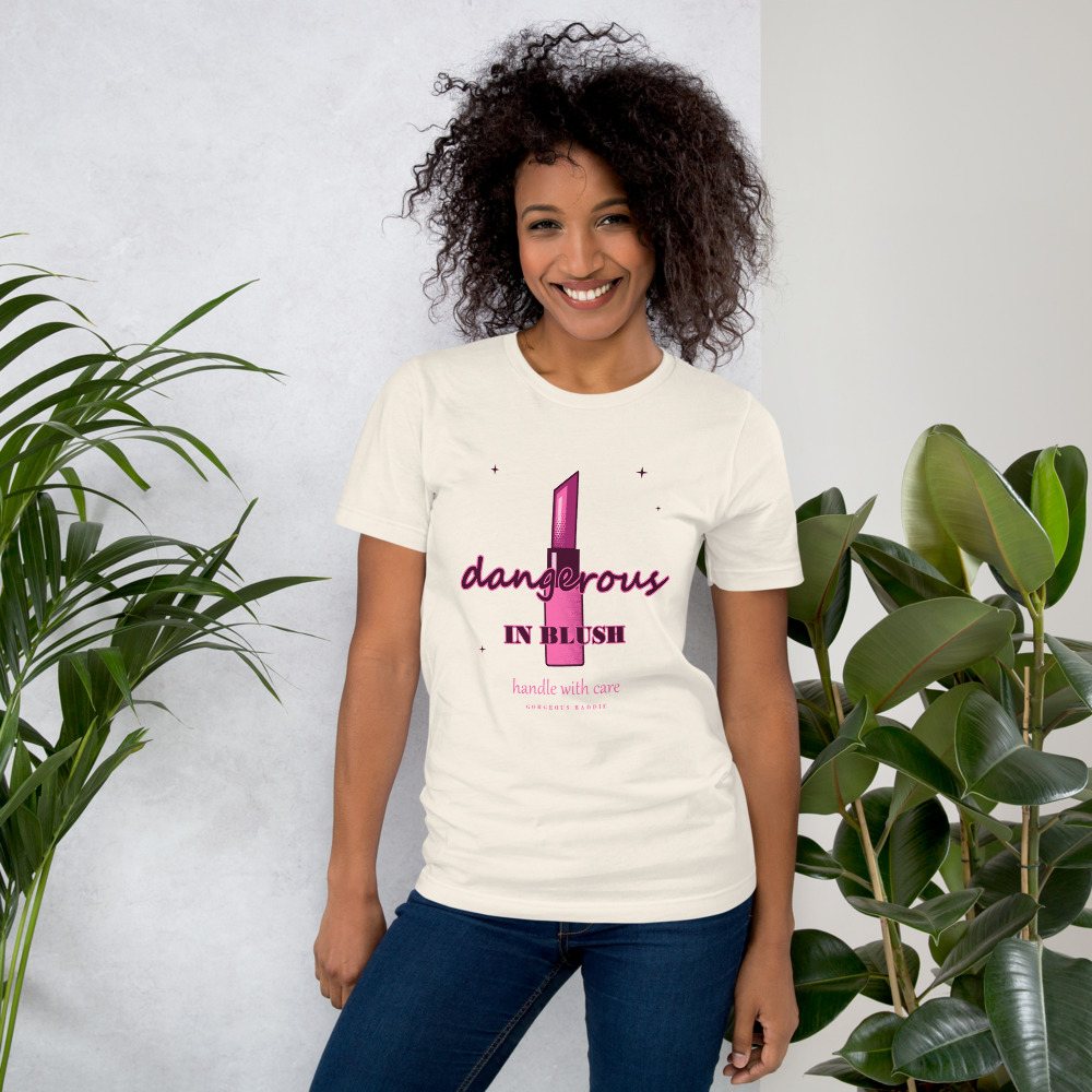 Gorgeous Baddie Dangerous In Blush Boutique Tee White Front
