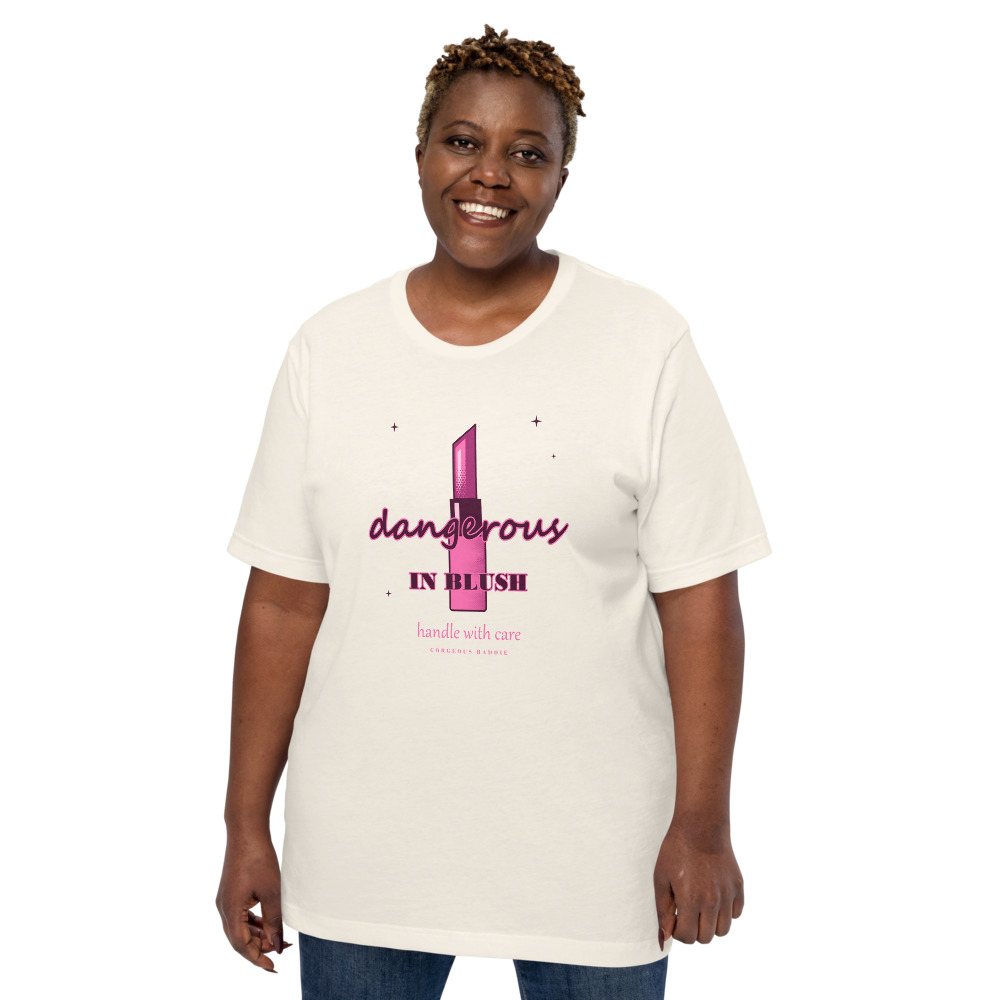 Gorgeous Baddie Dangerous In Blush Boutique Tee White Front