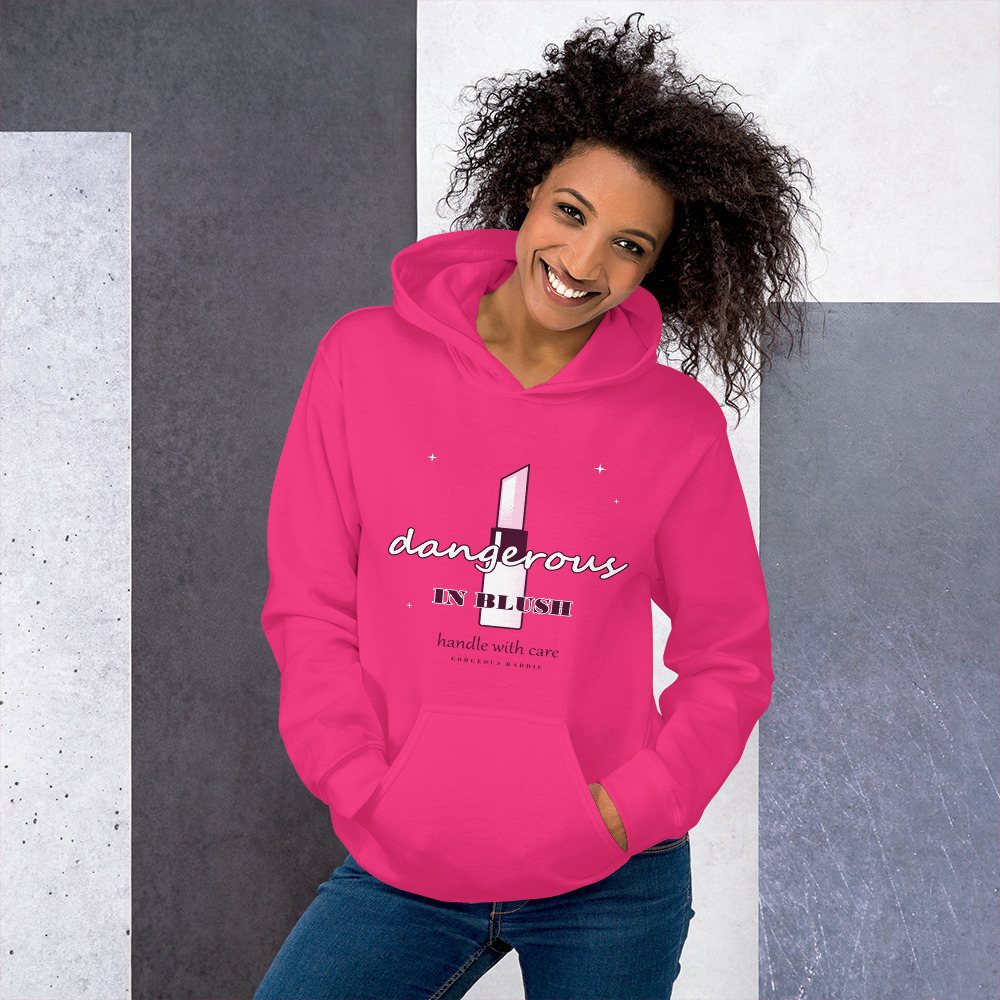 Gorgeous Baddie Dangerous In Blush Boutique Hoodie