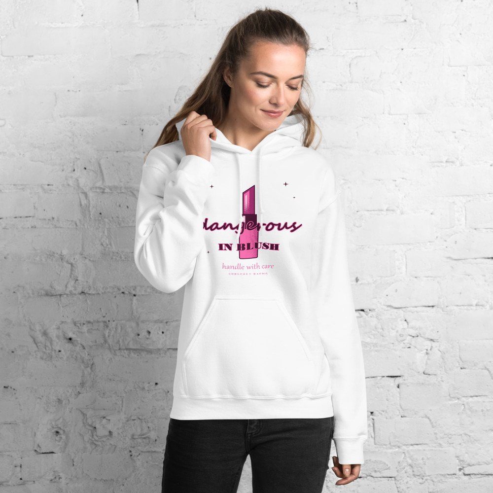 Gorgeous Baddie Dangerous In Blush Boutique Hoodie White Front