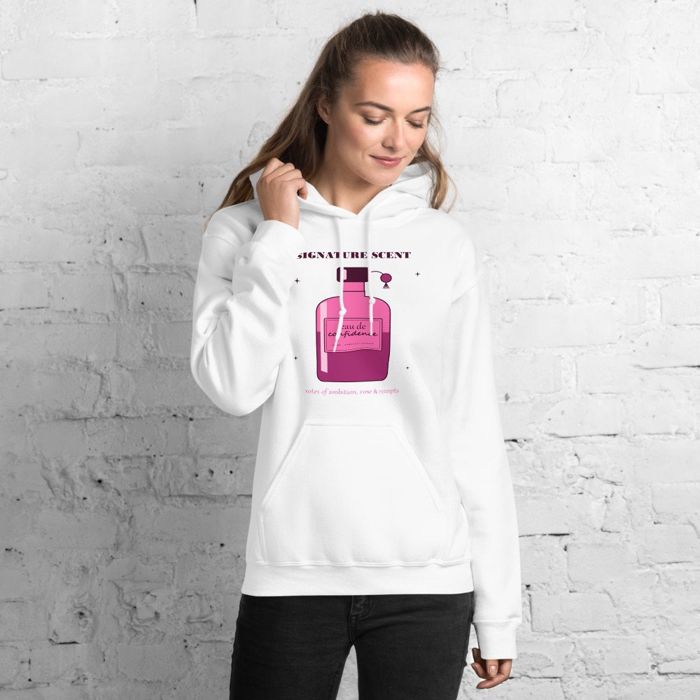 Gorgeous Baddie Signature Scent Confidence Boutique Hoodie White Front