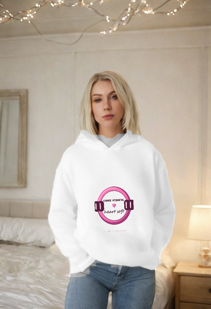Gorgeous Baddie Core Strong Heart Soft Boutique Hoodie White