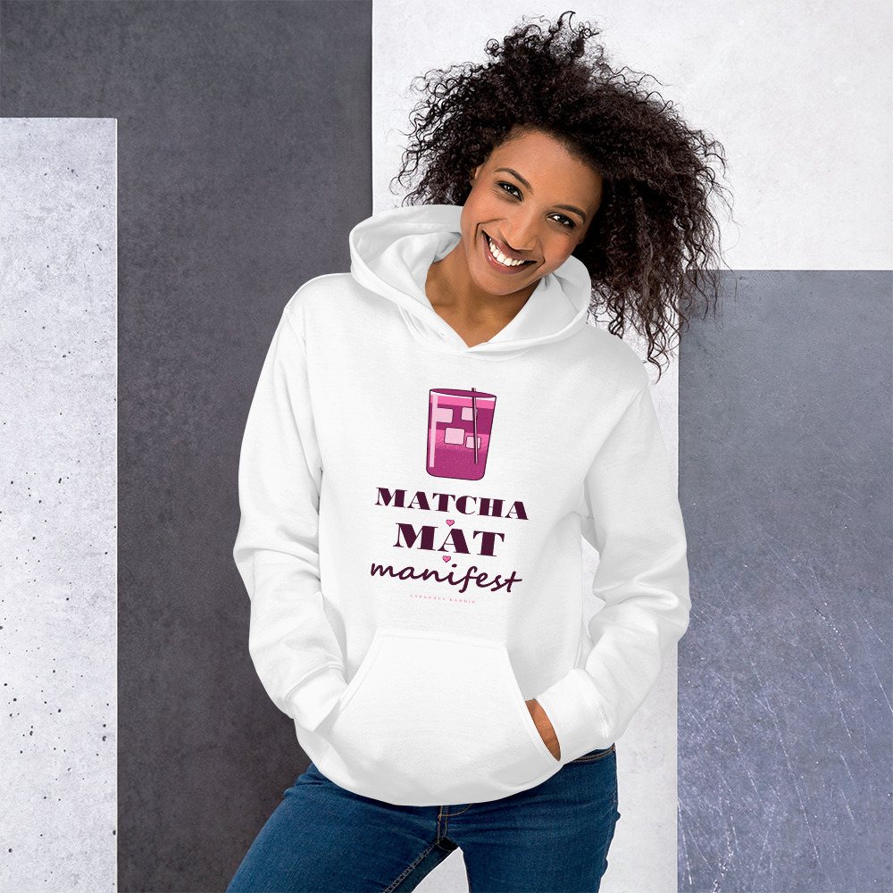 Gorgeous Baddie Matcha Mat Manifest Boutique Hoodie White Front