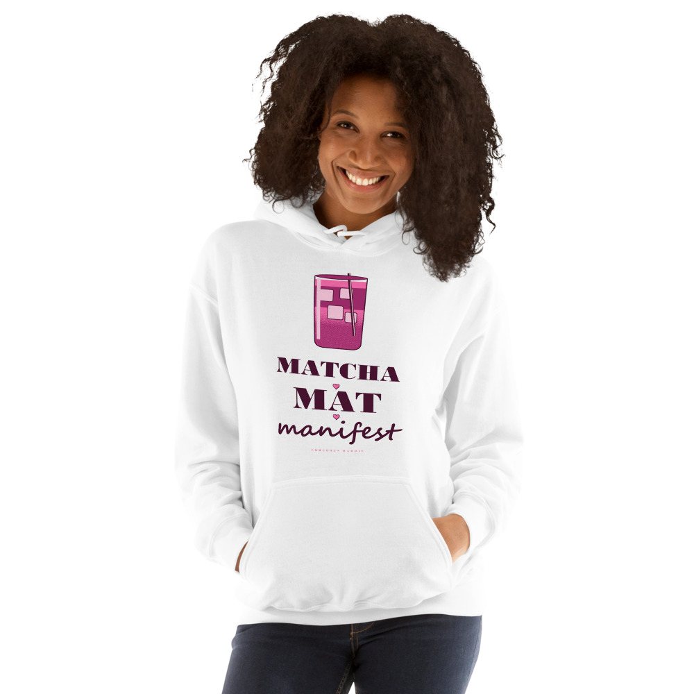 Gorgeous Baddie Matcha Mat Manifest Boutique Hoodie White Front