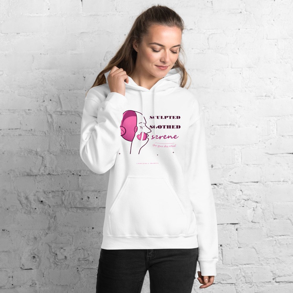 Gorgeous Baddie Sculpted Soothed Serene Boutique Hoodie White Front