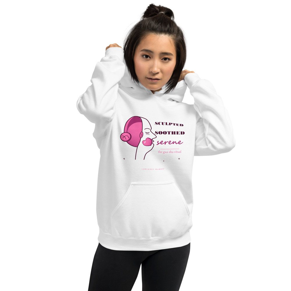 Gorgeous Baddie Sculpted Soothed Serene Boutique Hoodie White Front