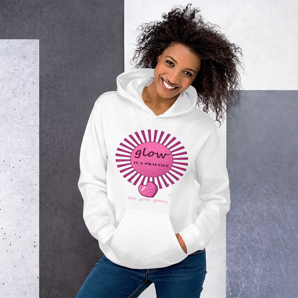Gorgeous Baddie Glow Is A Practice Boutique Hoodie White Front