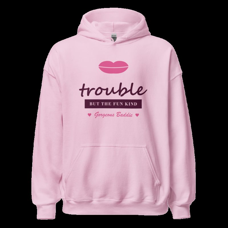 Gorgeous Baddie Trouble, But The Fun Kind Love Notes Hoodie White Light Pink