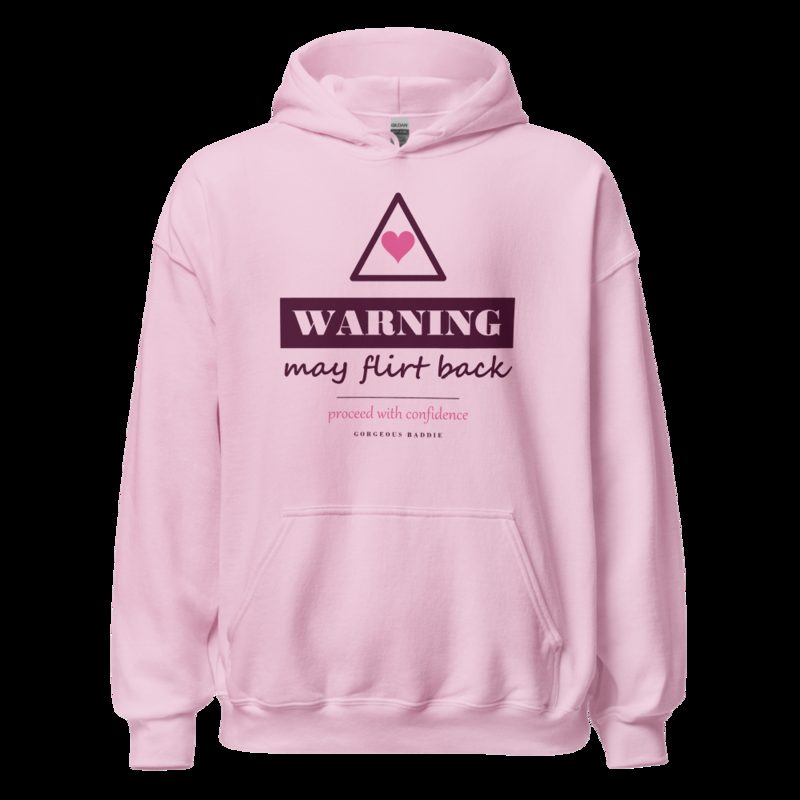 Gorgeous Baddie Warning: May Flirt Back Love Notes Hoodie White Light Pink
