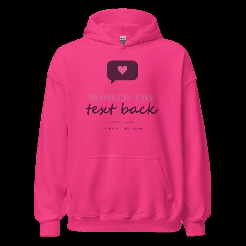 Gorgeous Baddie Worth The Text Back Love Notes Hoodie White Heliconia