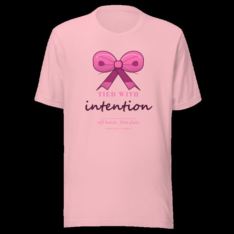 Gorgeous Baddie Tied With Intention Boutique Tee White Pink