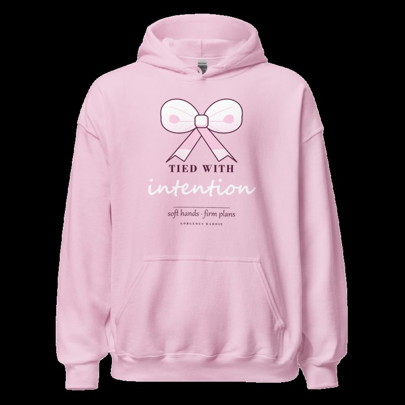Gorgeous Baddie Tied With Intention Boutique Hoodie Light Pink