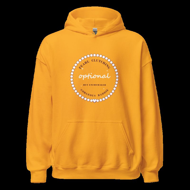 Gorgeous Baddie Pearl Clutching Optional Boutique Hoodie Gold