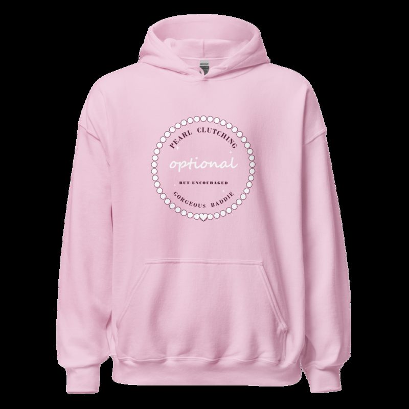 Gorgeous Baddie Pearl Clutching Optional Boutique Hoodie Light Pink