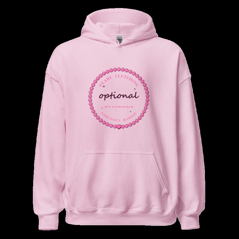 Gorgeous Baddie Pearl Clutching Optional Boutique Hoodie White Light Pink