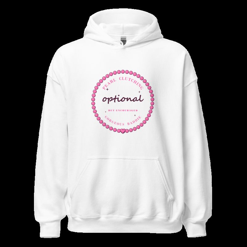 Gorgeous Baddie Pearl Clutching Optional Boutique Hoodie White White