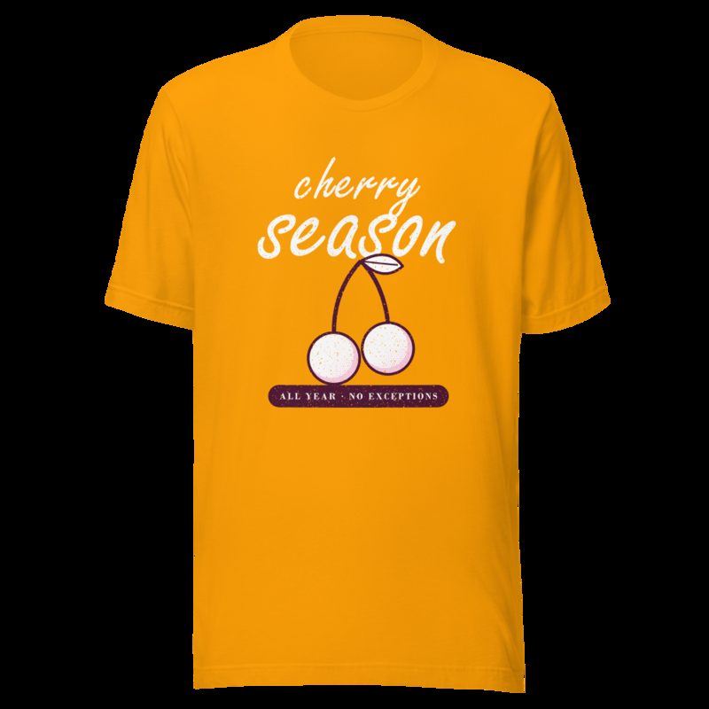 Gorgeous Baddie Cherry Season All Year Boutique Tee Gold
