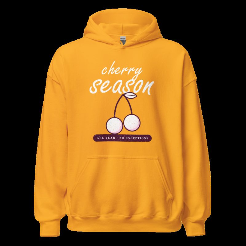 Gorgeous Baddie Cherry Season All Year Boutique Hoodie Gold