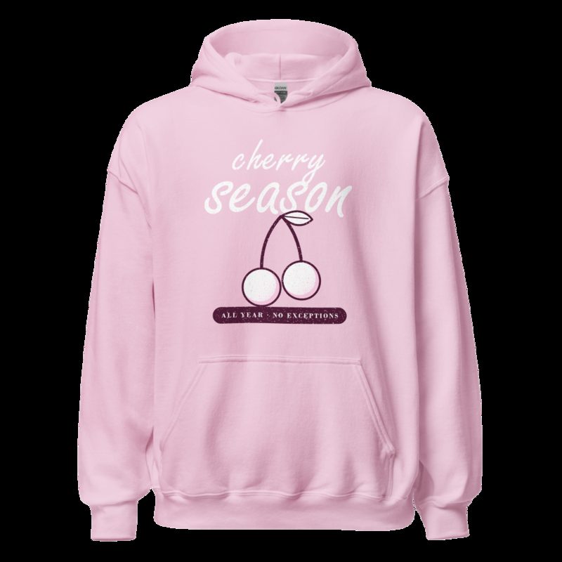 Gorgeous Baddie Cherry Season All Year Boutique Hoodie Light Pink