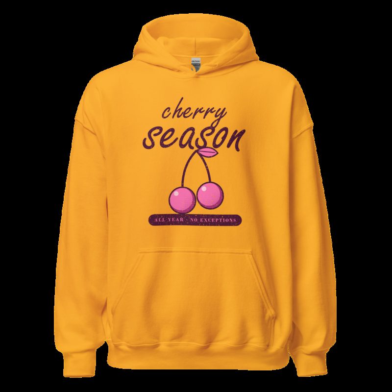 Gorgeous Baddie Cherry Season All Year Boutique Hoodie White Gold