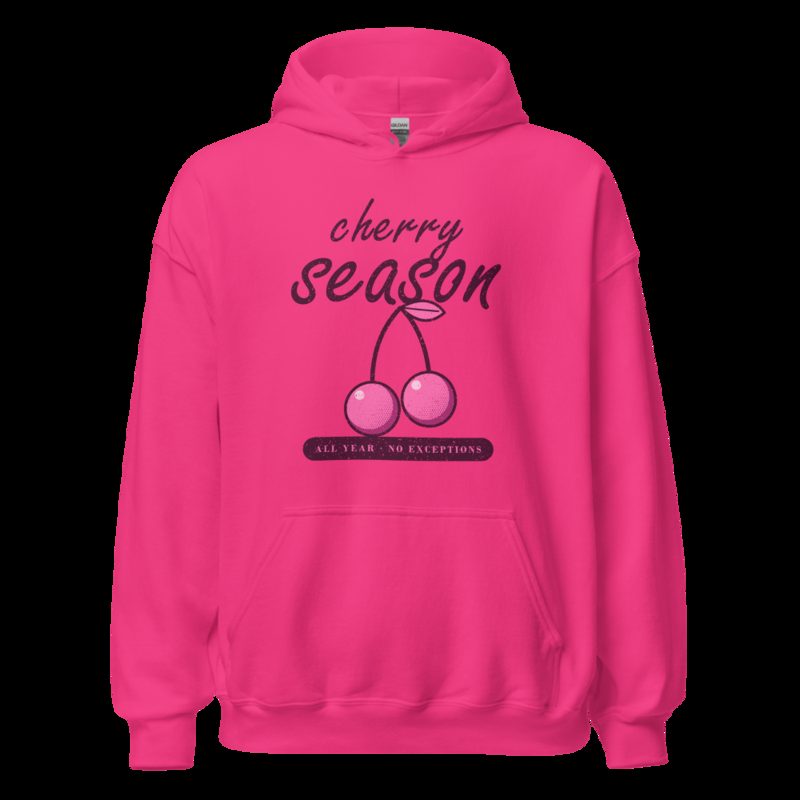 Gorgeous Baddie Cherry Season All Year Boutique Hoodie White Heliconia