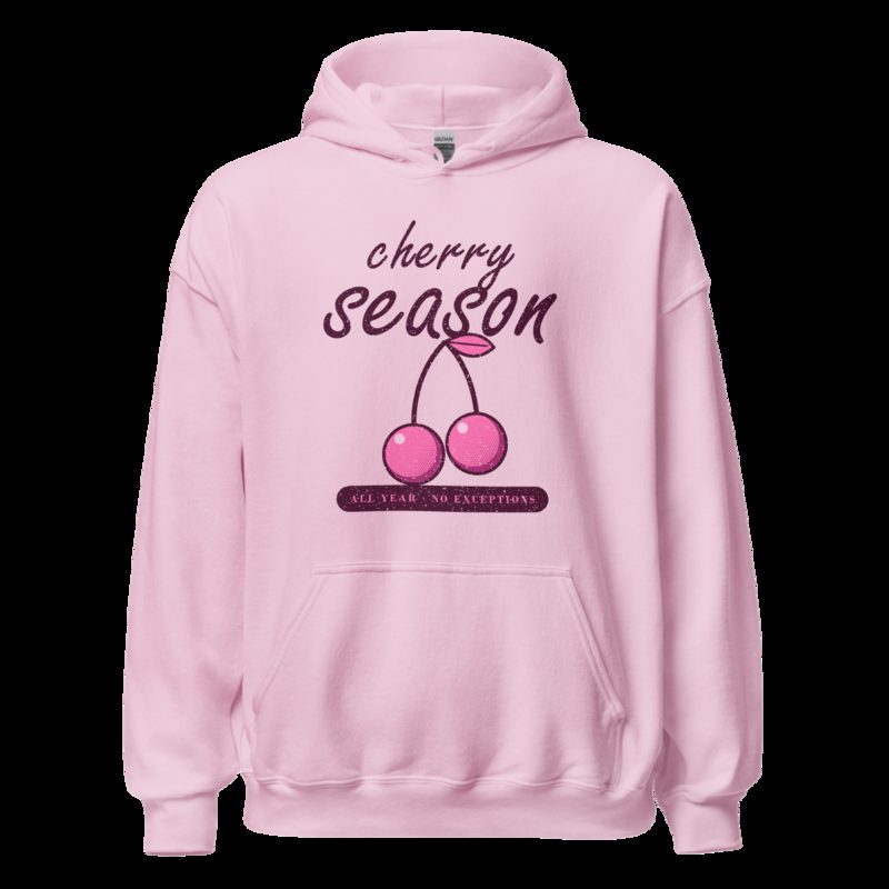 Gorgeous Baddie Cherry Season All Year Boutique Hoodie White Light Pink