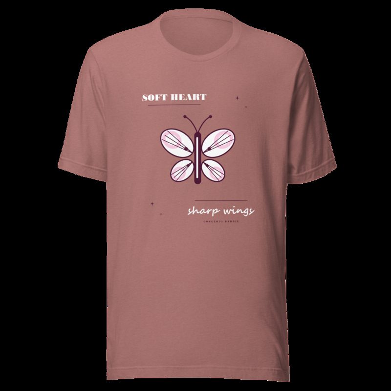 Gorgeous Baddie Soft Heart Sharp Wings Boutique Tee Heather Mauve