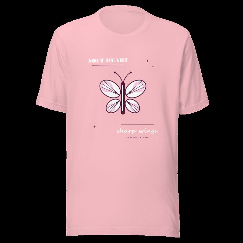 Gorgeous Baddie Soft Heart Sharp Wings Boutique Tee Pink