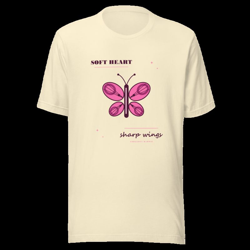 Gorgeous Baddie Soft Heart Sharp Wings Boutique Tee White Natural