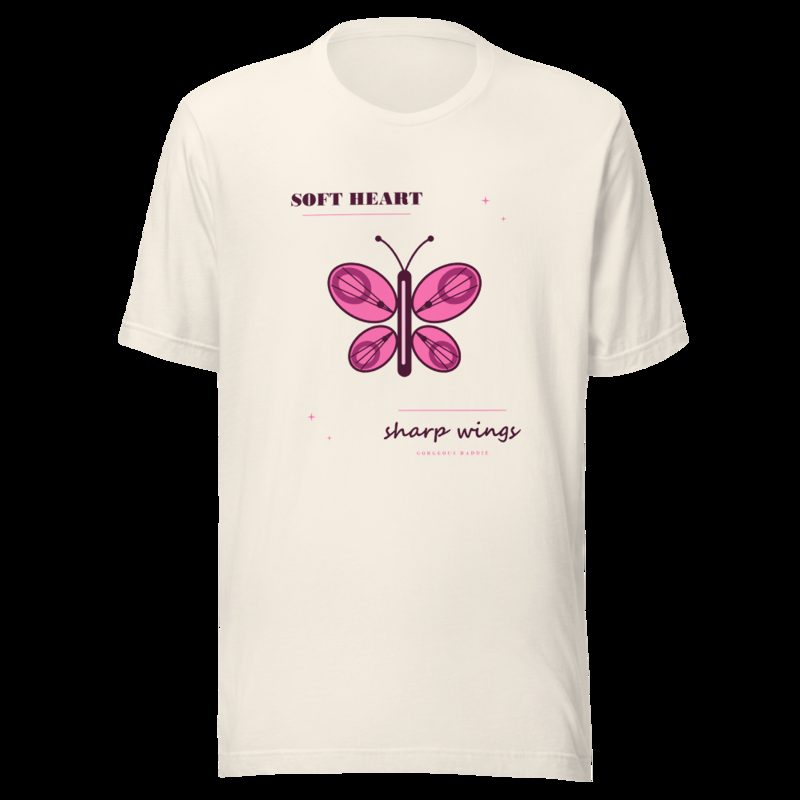 Gorgeous Baddie Soft Heart Sharp Wings Boutique Tee White Vintage White