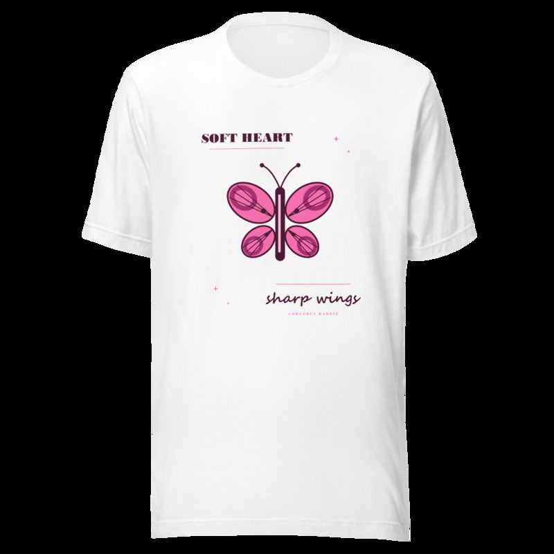 Gorgeous Baddie Soft Heart Sharp Wings Boutique Tee White White