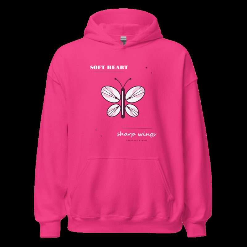 Gorgeous Baddie Soft Heart Sharp Wings Boutique Hoodie Heliconia