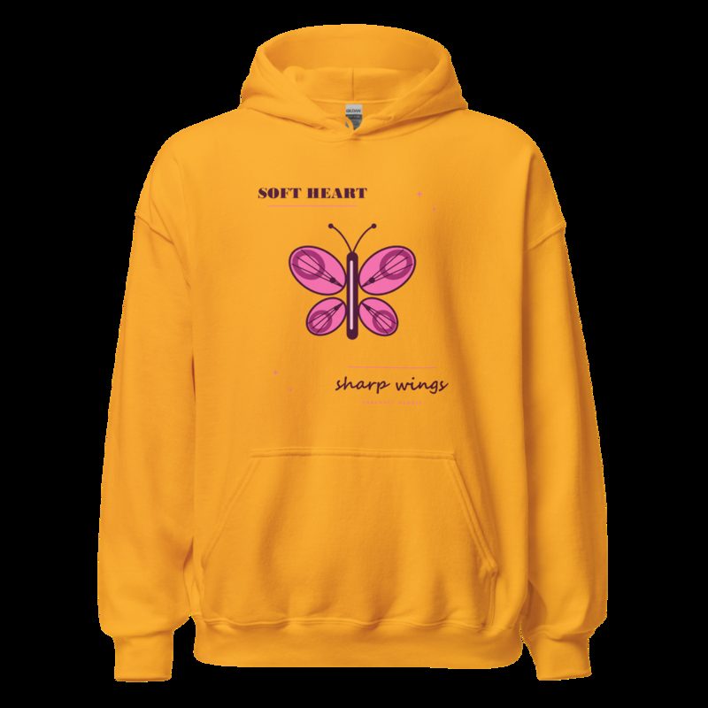 Gorgeous Baddie Soft Heart Sharp Wings Boutique Hoodie White Gold